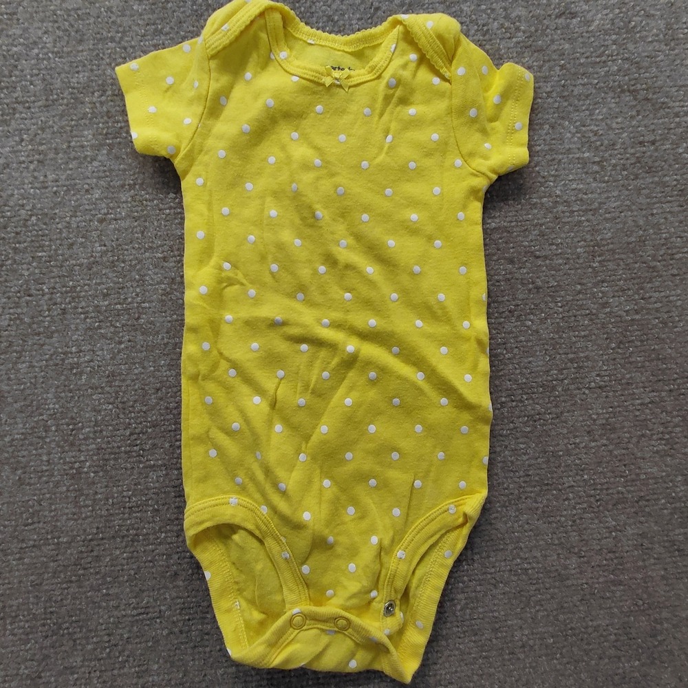 Carters, Small Wonders Baby‎ Girls 4 Bodysuits Polka Dot Yellow Blue Spring Set - Picture 5 of 11